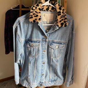 Pilcro x Anthropologie Faux Fur Collar Denim Jacket